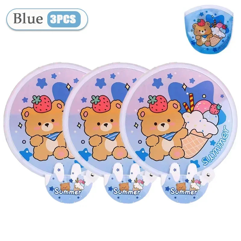 1-20PCS Mini Handheld Folding Fan with Handle Cute Portable Chinese Style Summer Cooling Gift for Travel Outdoor Party Essential Oasis Select Blue-3PCS