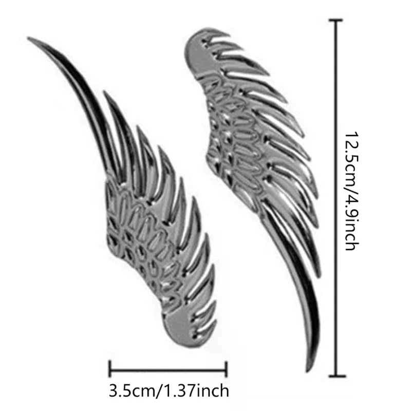 1pair Car Auto Motorcycle Body Sticker 3D Eagle Angel Wings Badge Style ABS Decals Silver/Gold Exterior Accessories Oasis Select