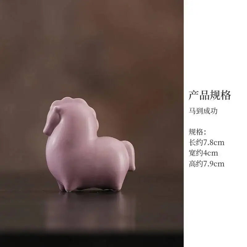 Fortune-Bringing Horse Ornament Ceramic Zodiac Horse Living Room, Study Office Desktop tea pet Oasis Select 6