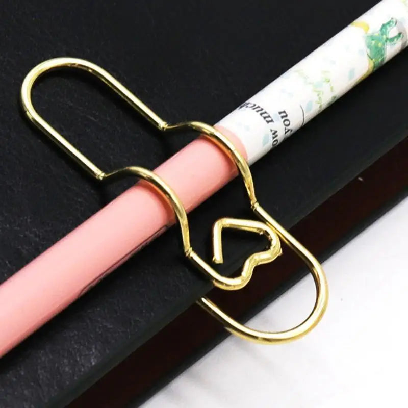 5Pcs Multi-functional Pen Clips, Heart Shaped Paper Clip Pen Holders Notebook Fastener Accessories Fixed Pen Clips Oasis Select