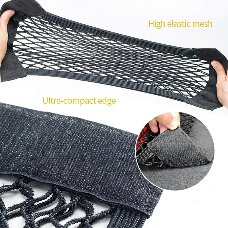 Car Storage Net Stretchable Mesh Pocket Net Magic Elastic Sticker Universal Rear Mesh Trunk Seat Bag Pocket Cage Auto Organizer Oasis Select