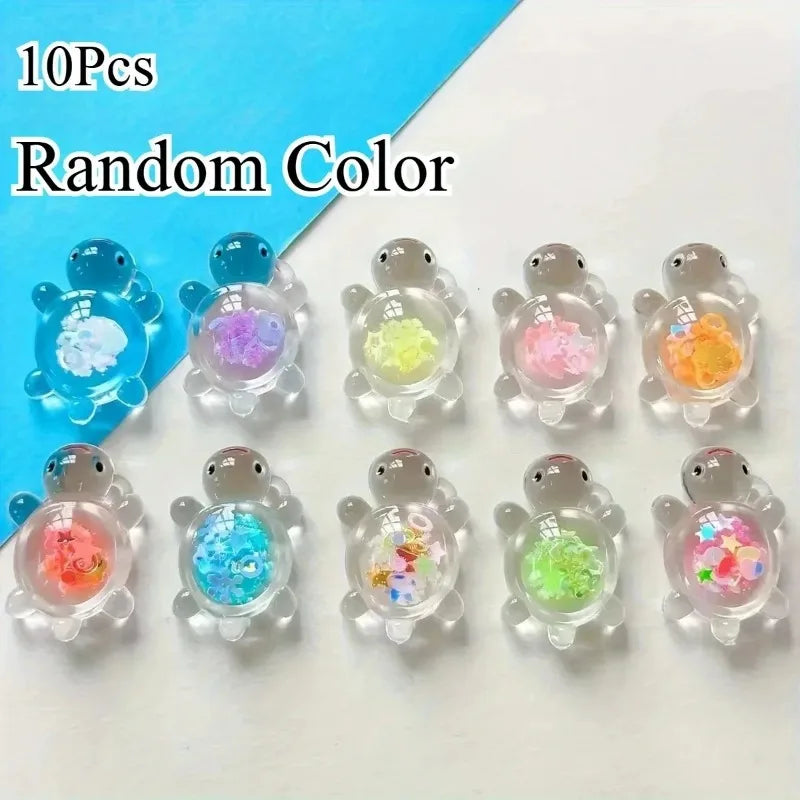 New Trendy Night Light Transparent Glitter Small Turtle Desktop Ornament Student Gift Small Reward Fluorescent Turtle Oasis Select