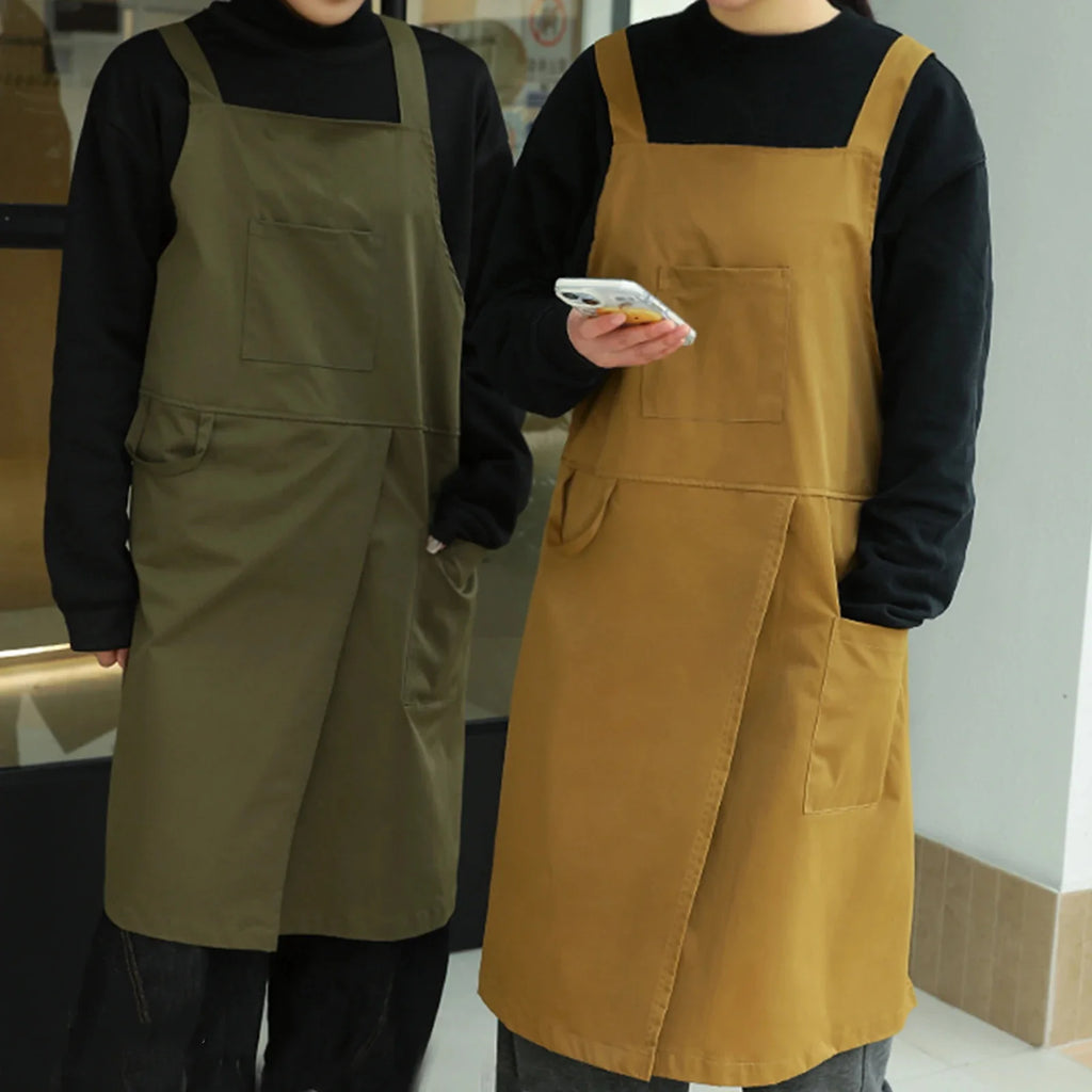 Oil-proof Waiter Work Apron with Pocket for Cafe Salon Nails Shop Anti-dirty Cross-back Women's Kitchen Apron for Cooking Baking Oasis Select