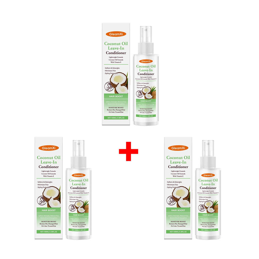 Coconut Oil Leave-In Conditioner Spray for Dry Damaged Hair Anti-Frizz Nourishing Smooth Hair Restoring Shine and Softness Oasis Select 3pcs