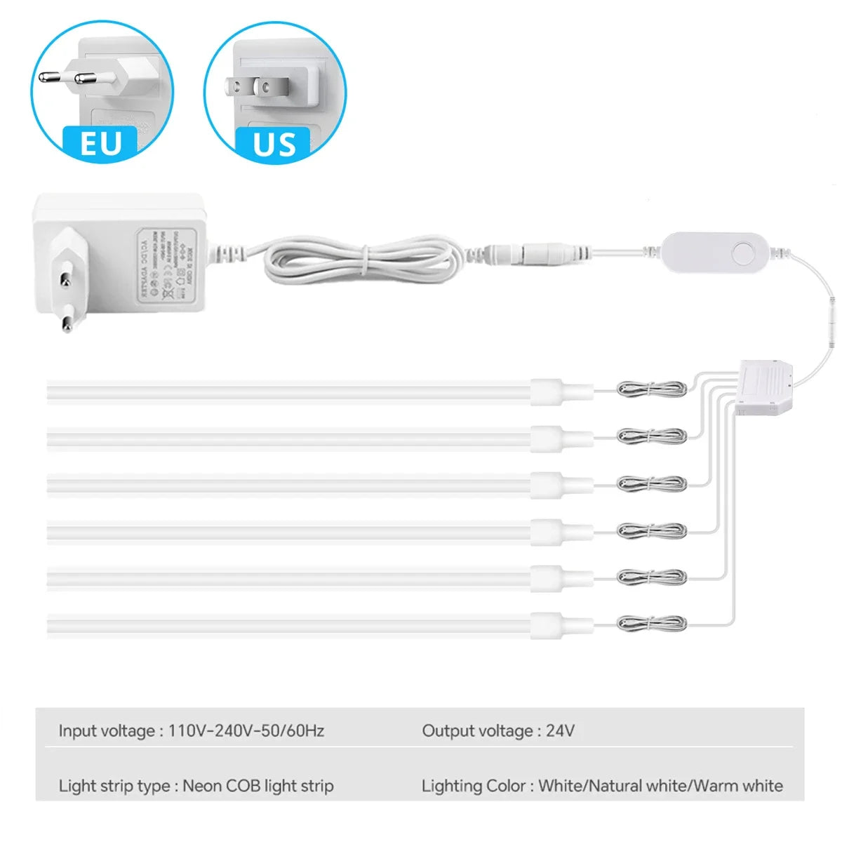 Tuya Smart Home 2/4/6pcs Kit 1M 2M Neon LED Strip Wall Decor Light WIFI APP Control Dimmable 24V COB Neon Adhesive Closet Lamp Oasis Select