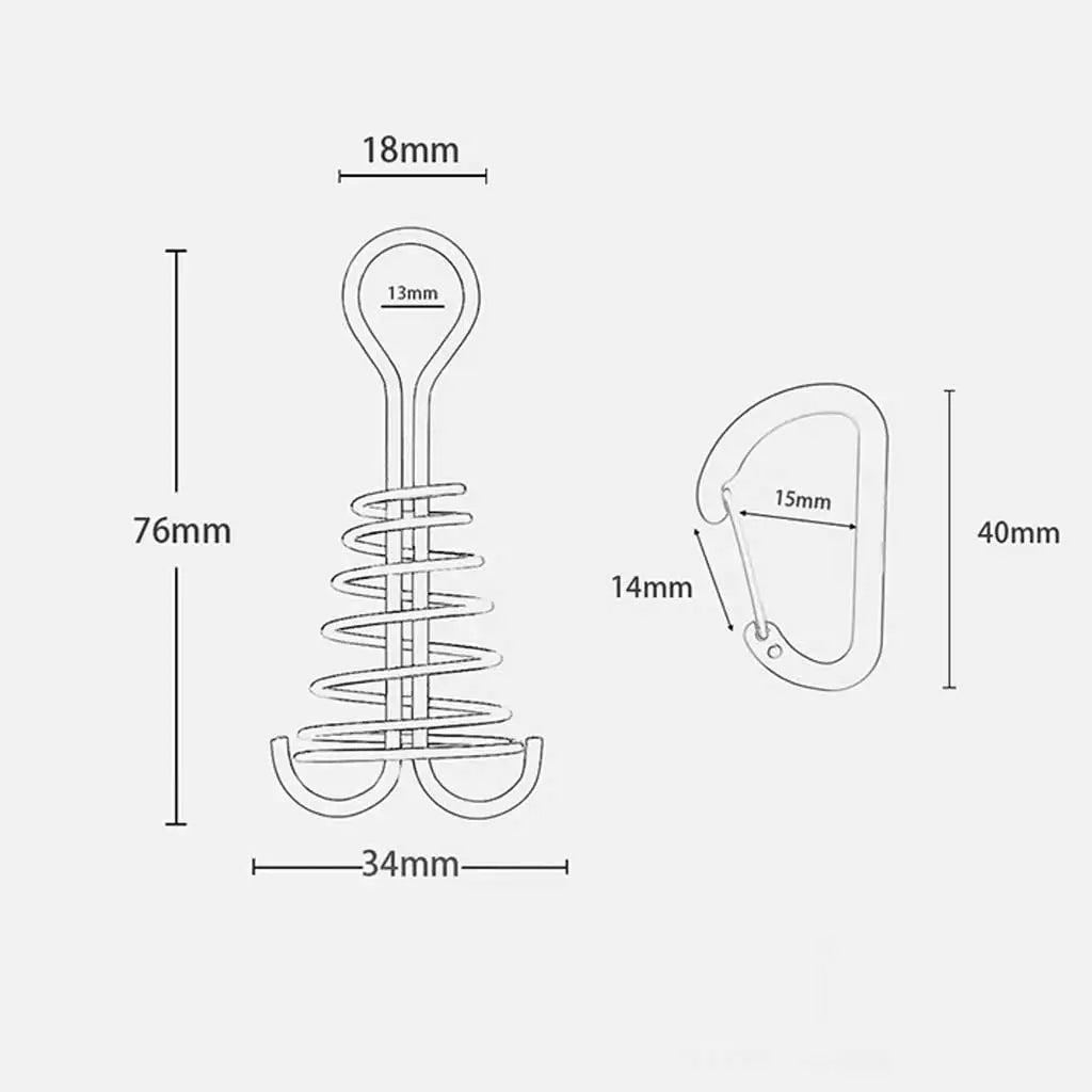 2/4Pcs Camping Tent Fishbone Anchor Peg Aluminum Alloy Spring Hook Tent Wind Rope Fixed Nail for Tarp Awning Canopy Accessories Oasis Select