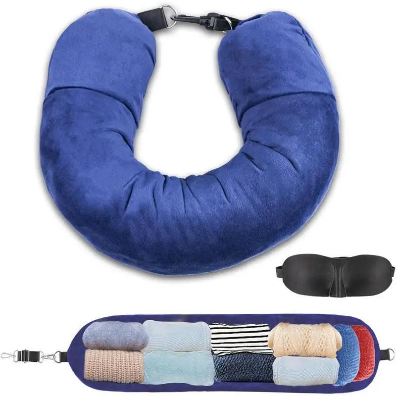 Stuffable Neck Pillow Velvet Soft Neck Pillowcase Travel Stuffable Comfortable No Filler Portable Luggage Pillowcase Storage Bag Oasis Select