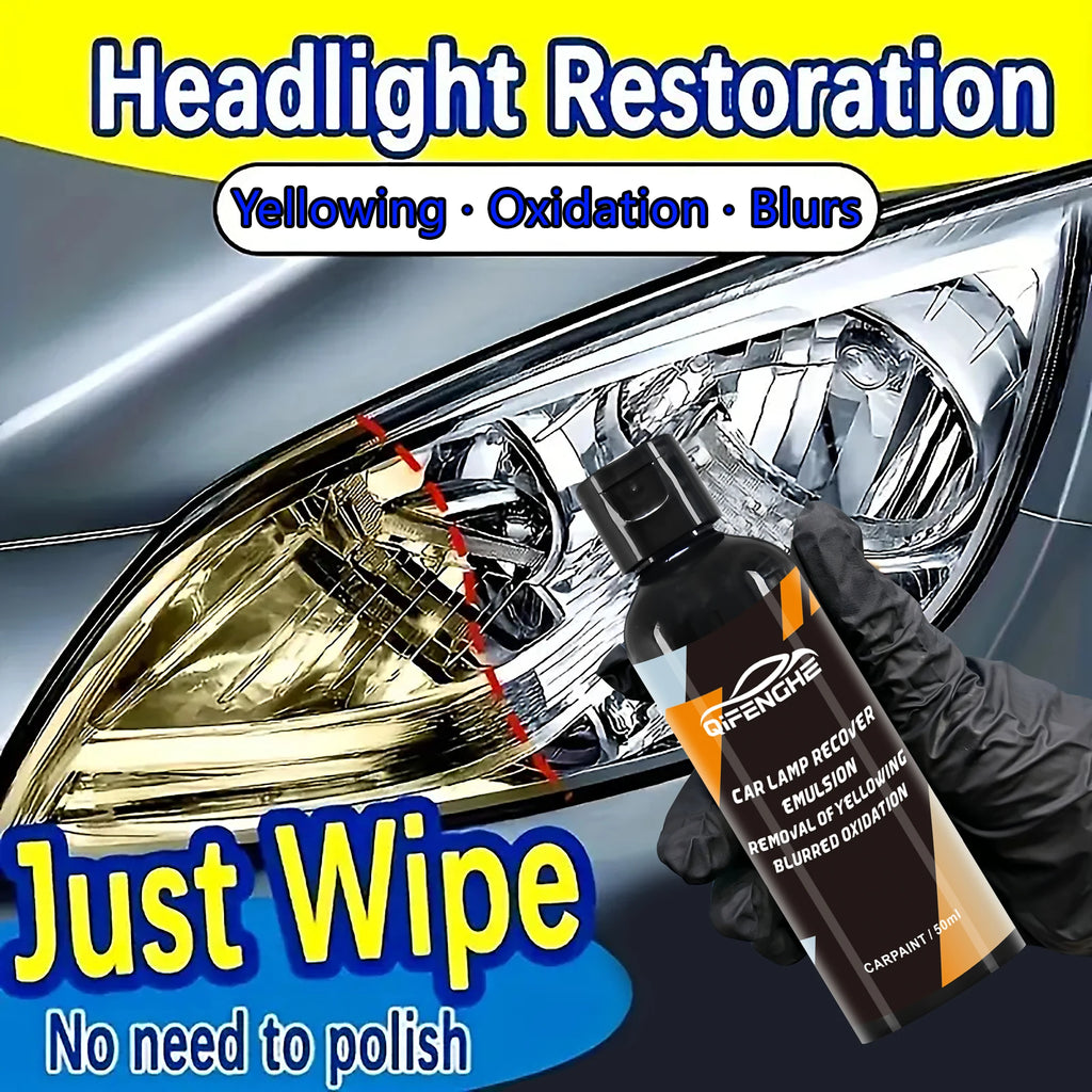 Car Headlight Restoration Liquid & Wax – Clears Yellowed Lenses