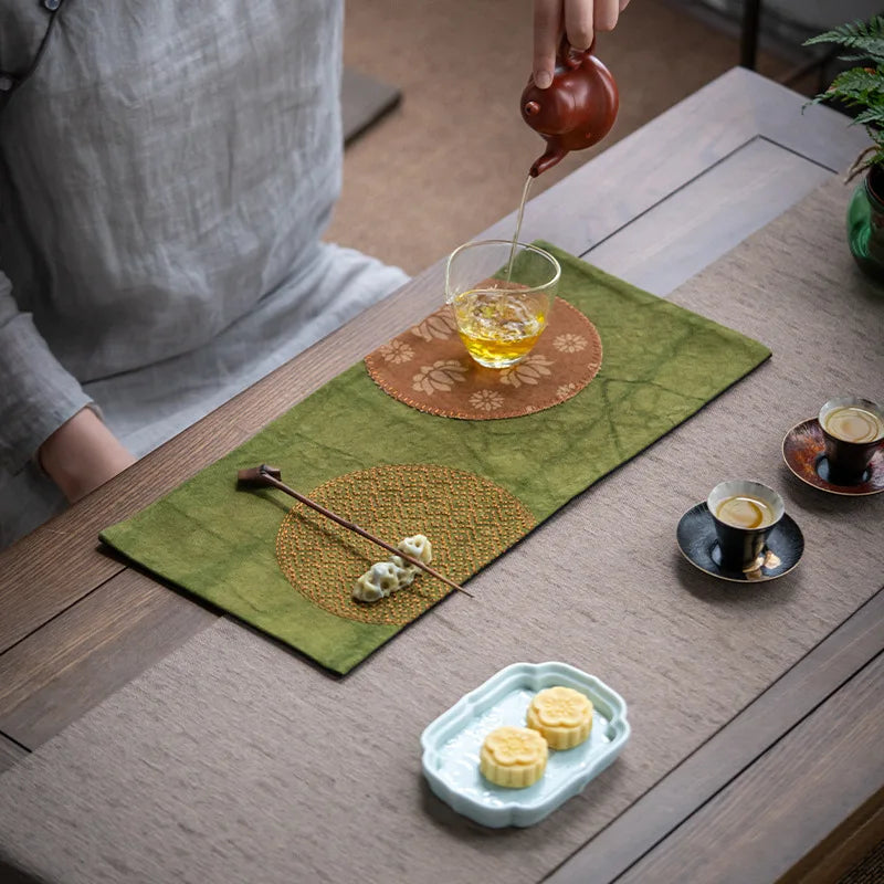 Chinese Tea Ceremony Tie-dye Canvas Dry Foam Mat Tea Tablecloth Mat Tea Room Heat Insulation Mat Table Practical Tea Oasis Select