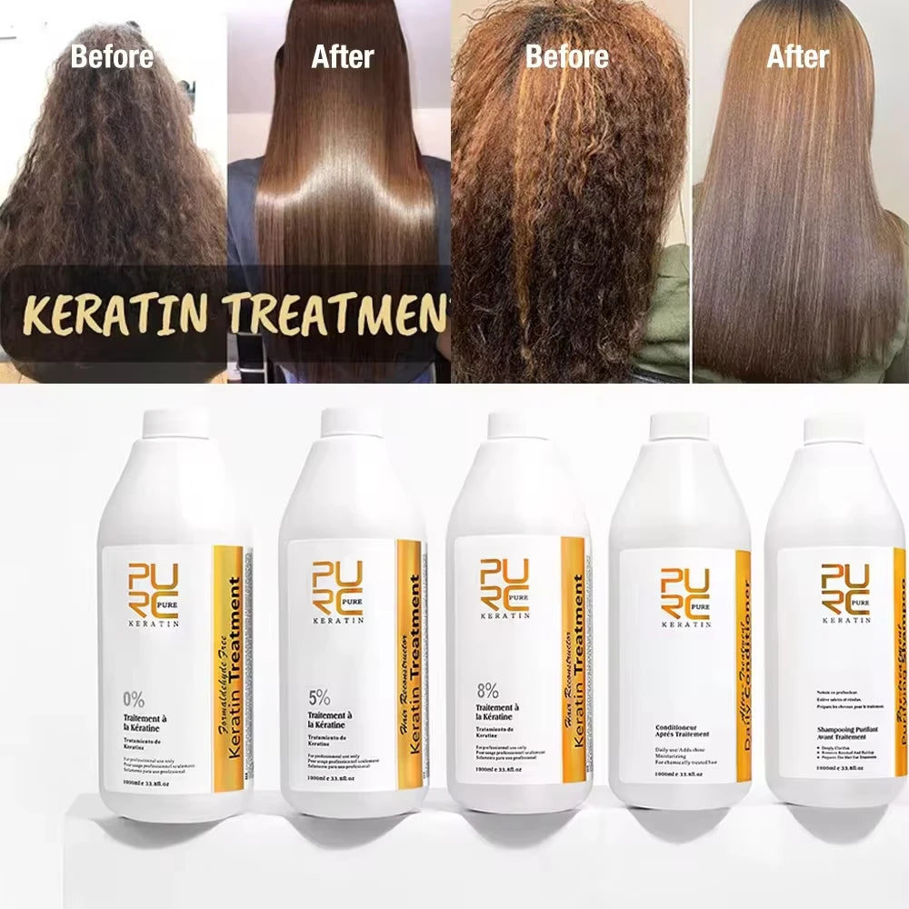 1000ml Brazilian Keratin Hair Treatment 0%/5%/8%/12% Formalin Smoothing Straightening Soften Hair Care Professional Salon PURC Oasis Select
