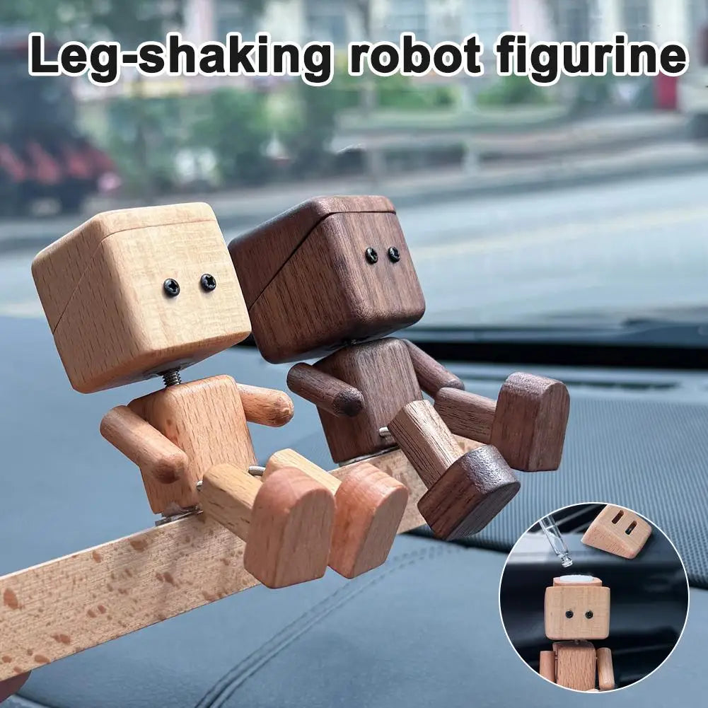 Shaking Wooden Man Figurine – Car Dashboard Aromatherapy Decor