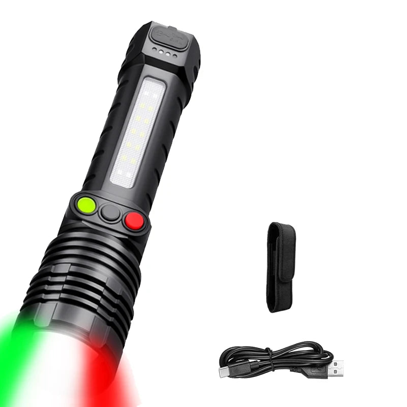 Rechargeable 30W LED Flashlight Ultra Bright Tactical Zoom Spotlight Flashlights for Outdoor Hunting Security Self-defense Torch Oasis Select 491B Package A ZOOM