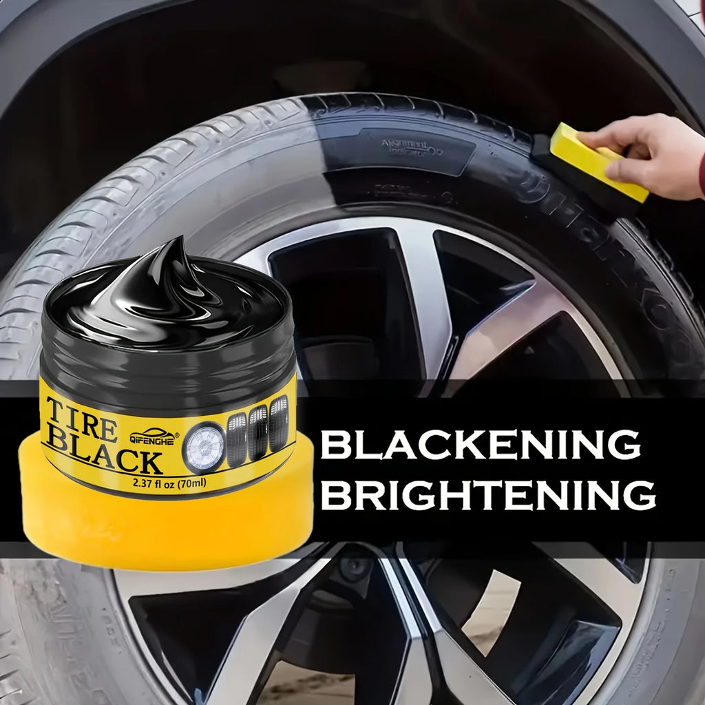 Tire Shine Paste 2.37oz – Glossy Black, Waterproof Formula Tire Shine Paste Oasis Select 1pc