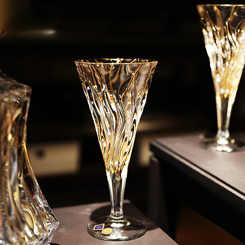 Crystal glass traced gold whiskey glass wine glass tall red wine glass wine set Oasis Select