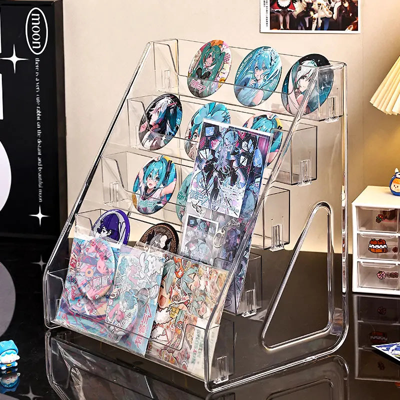 1pc stepped acrylic badge display rack, transparent desktop storage rack suitable for anime bars cards jewelry accessories Oasis Select
