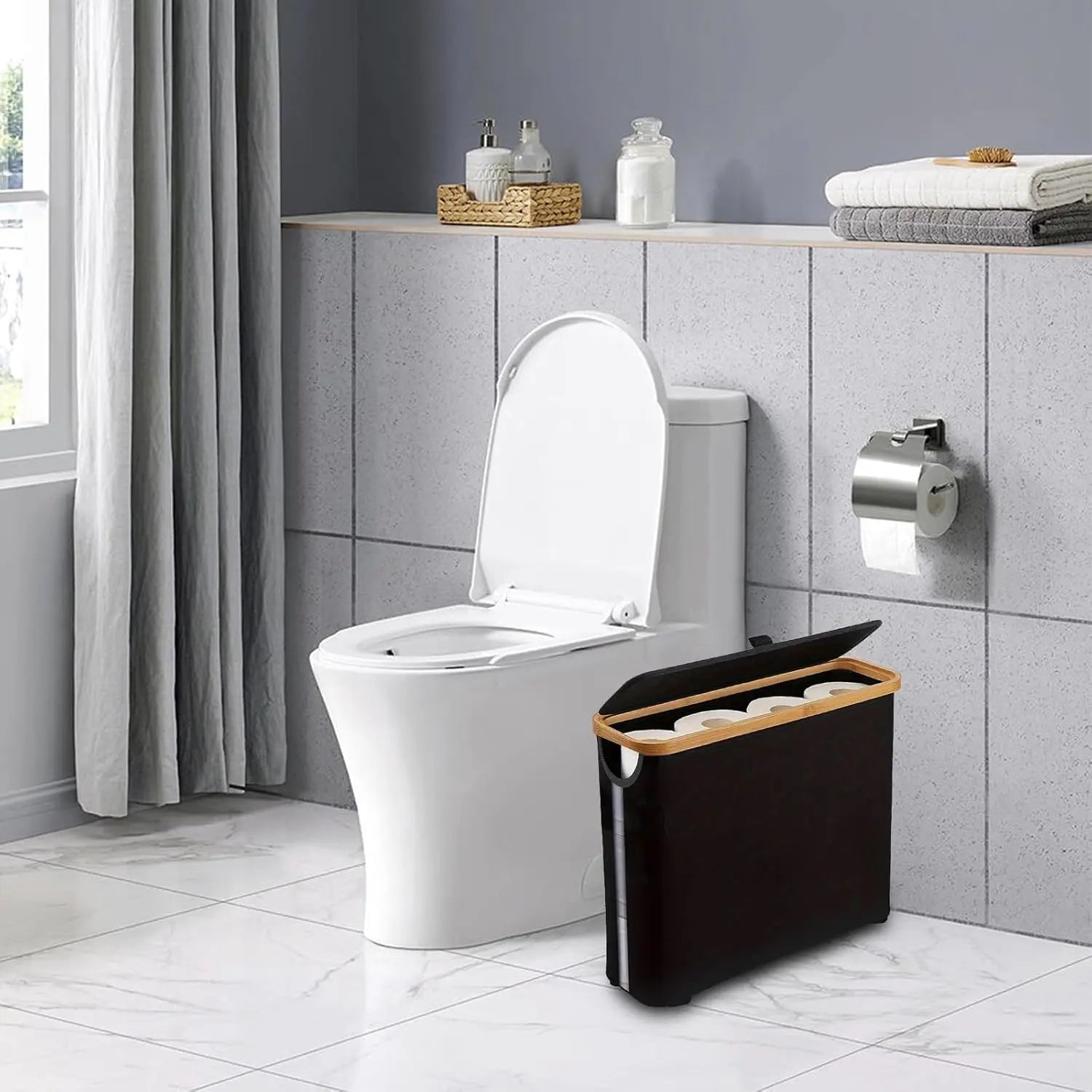 Large toilet paper storage box, laundry basket, clothes storage box, toy storage box, Oxford cloth storage shelf with lid Oasis Select