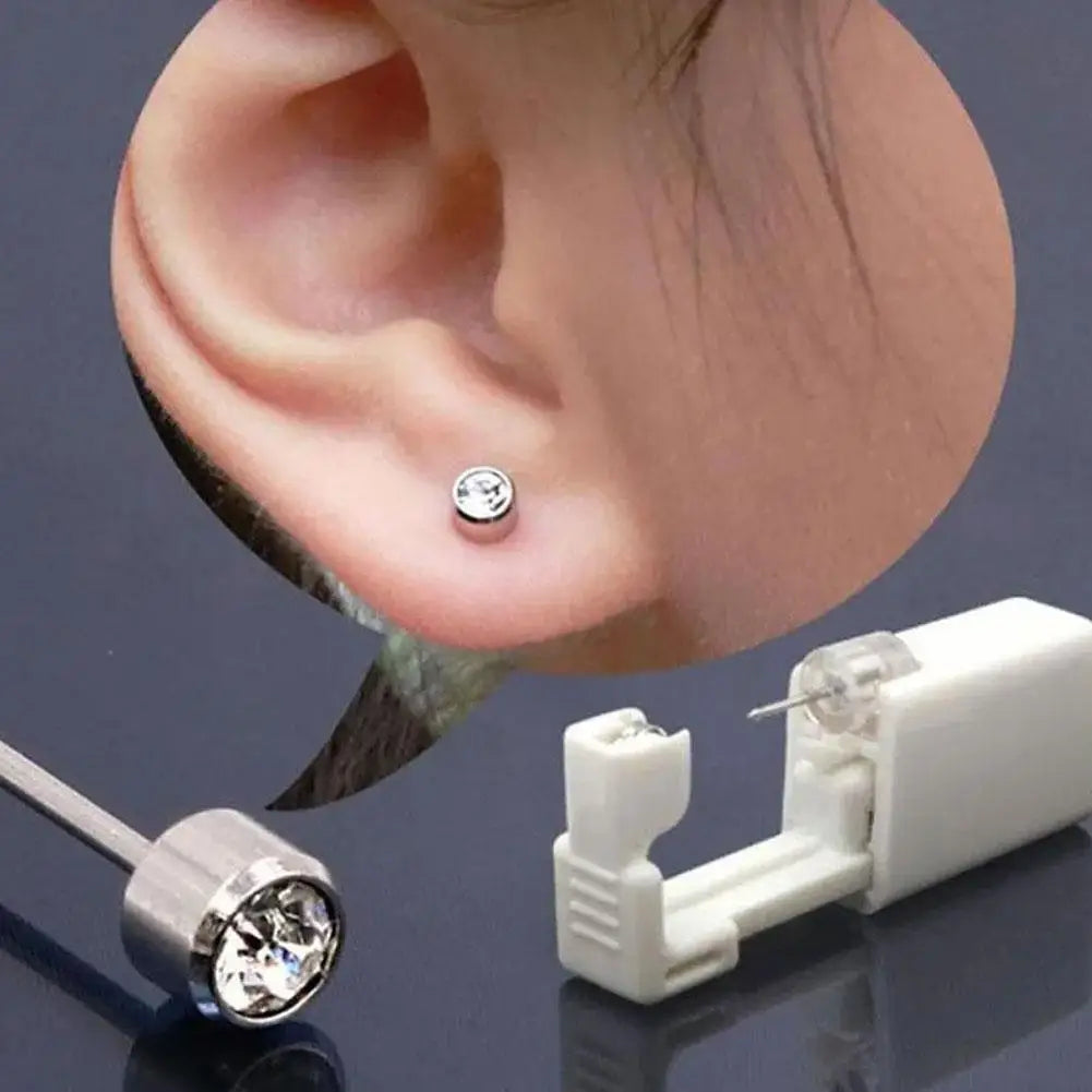 Ear Piercing Tool, Disposable Ear Piercing Gun with Preloaded Ear Stud,Self Ear Piercing Gun Kit with 4mm Zirconia Earrings Stud Oasis Select