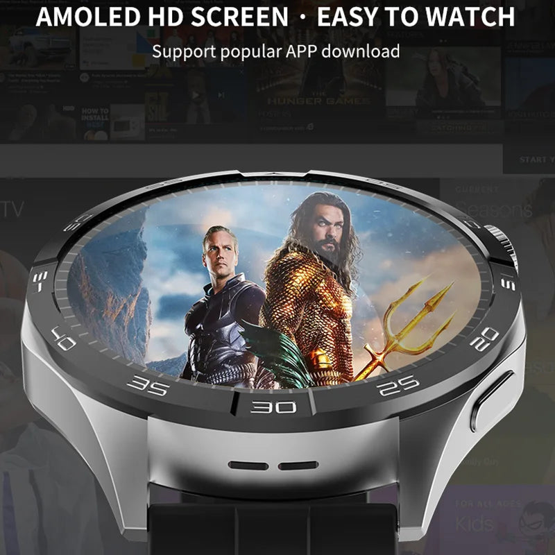 AMOLED Screen 4G Call Smart Watch Men Women APP Download GPS Smartwatch 200W HD Camera Sports Fitnes Waterproof Music Health Oasis Select