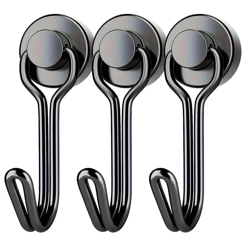 3/6/12/20Pcs Black Magnetic Hooks Cruis Heavy Duty Magnetic Hangers, Extra Strong Magnets with Hook for Hanging, Resistant Base Oasis Select 3pcs-D16-hei