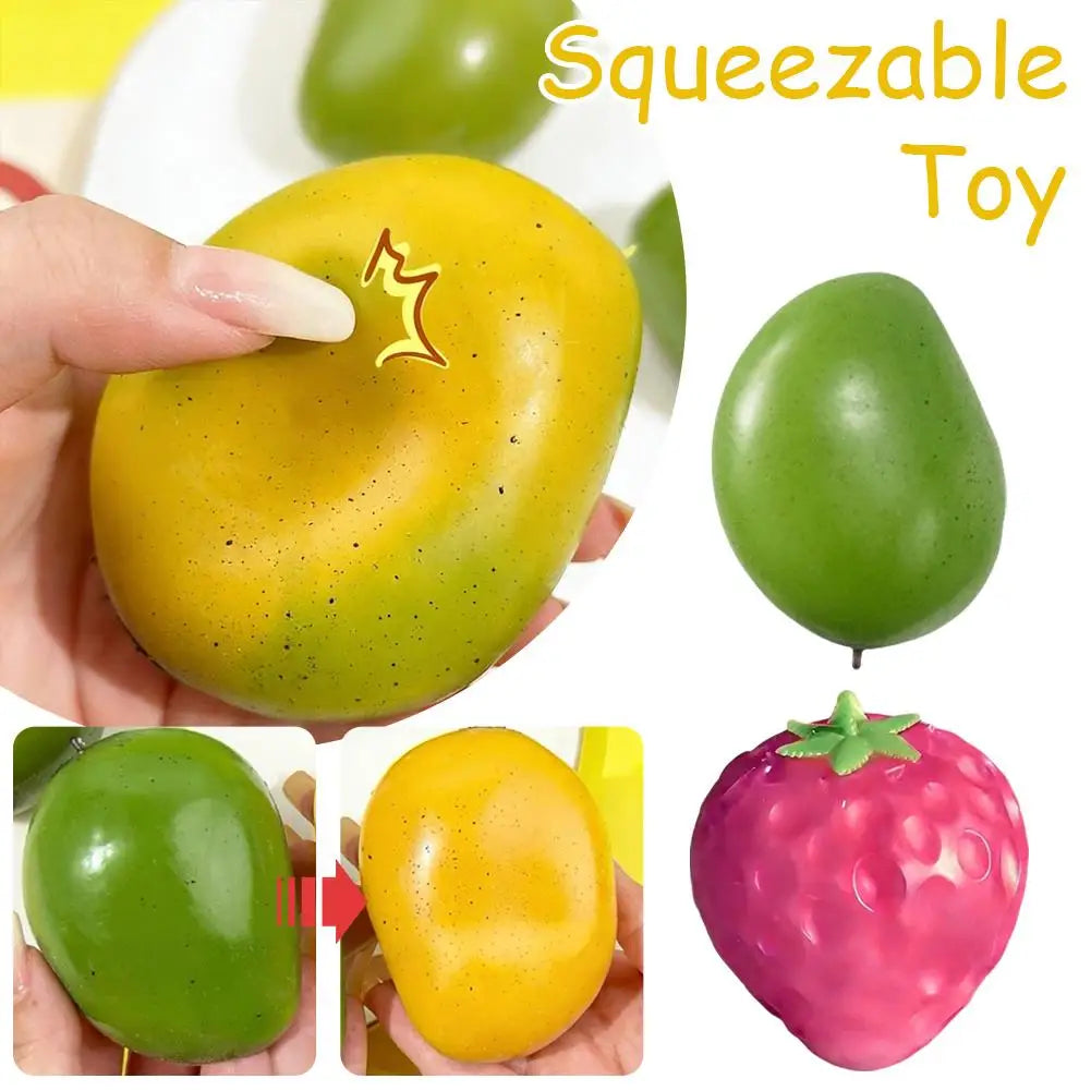 Color-Changing Stress Squeeze Toy – Strawberry & Mango Ball Stress Relief Squeeze Toy Oasis Select
