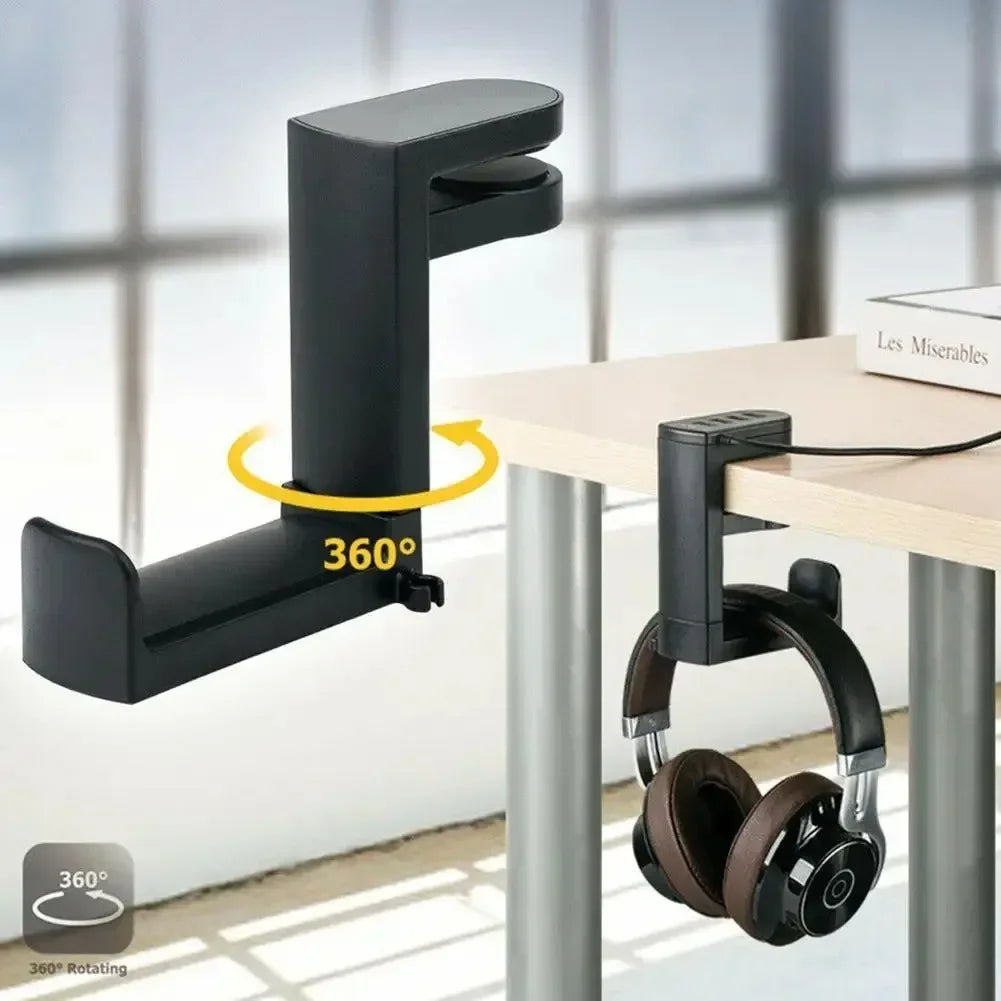 360° Rotating Headphone Stand Adjustablet No Punch Desktop Headset Holder Gaming Headse Desk Hanger Hook For Sony Headphone Oasis Select