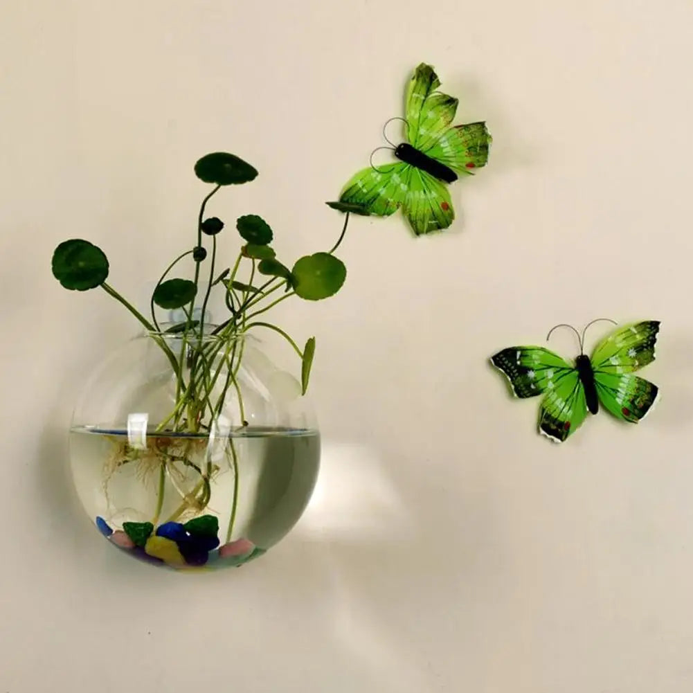 Wall Mounted Hydroponic Vase Betta Fish Tank Creative Acrylic Planter For Home Office Wall Decoration Space Saving Tools Oasis Select