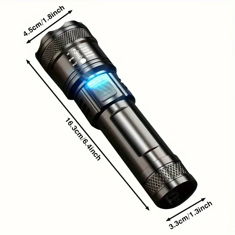 Telescopic Zoom Flashlight High Power Torch Light USB Rechargeable LED Flashlight Portable Tactical Lantern Outdoor Strong Light Oasis Select ML2219 black ZOOM|LITHIUM ION