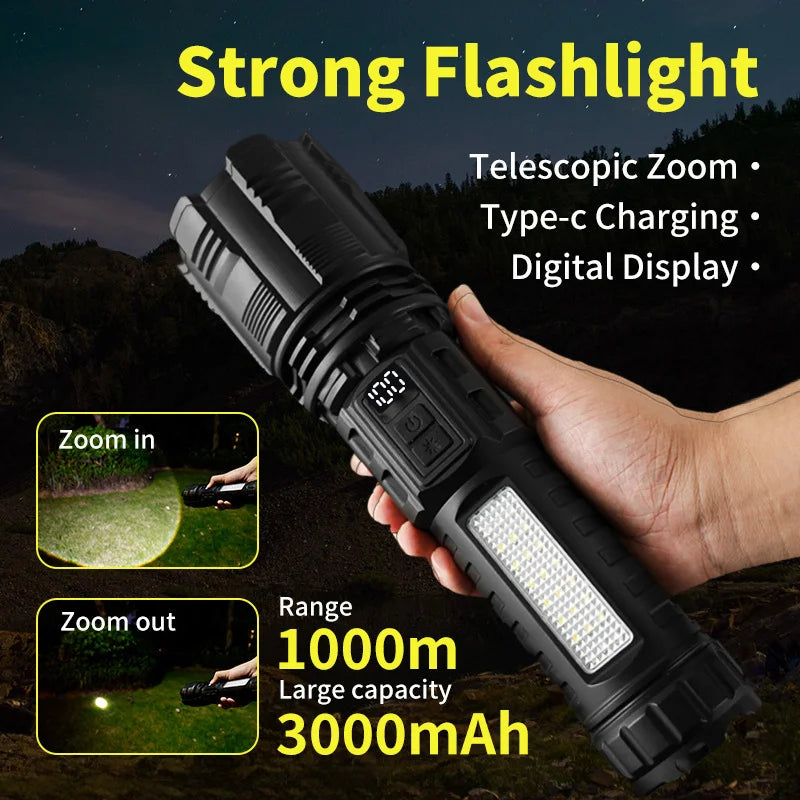 SHINEKNOT 600LM Zoomable LED Tactical Searchlight Flashlight