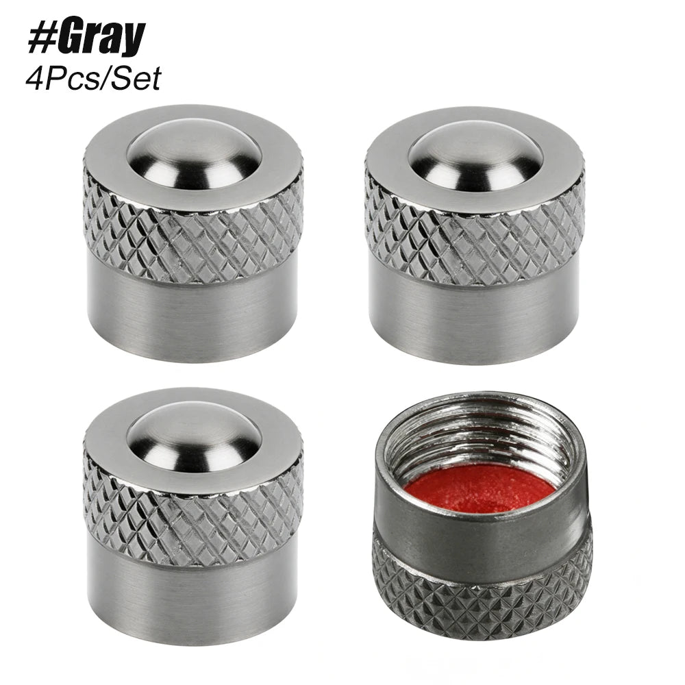 4PCS Tire Valve Caps with O Rubber Ring, Valve Stem Caps, Universal Stem Covers for Cars, SUVs, Bike, Trucks, Motorcycles Oasis Select Gray