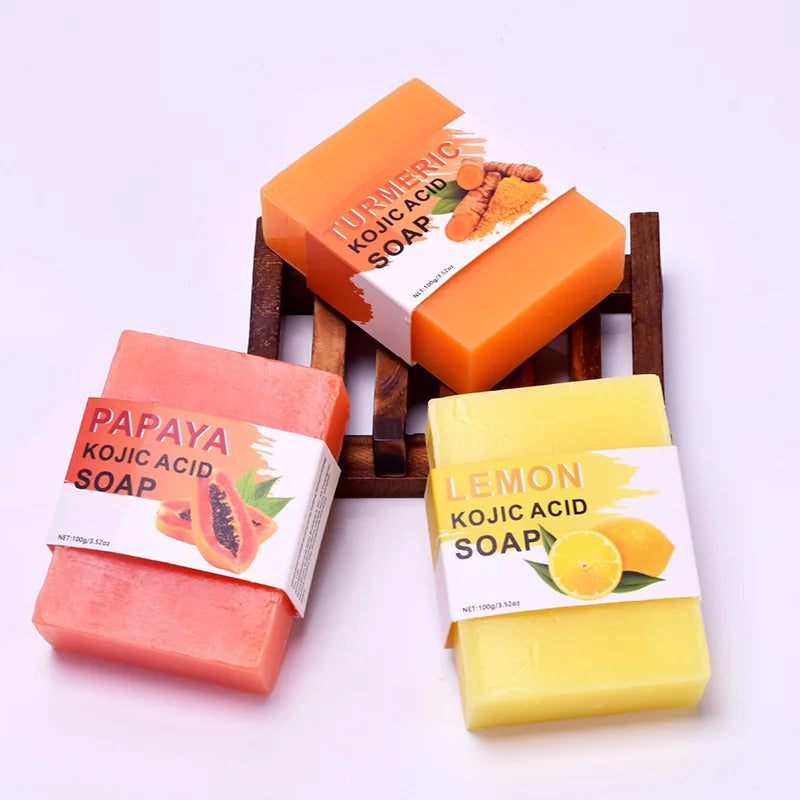 3pcs Ginger Soap Papaya Soap Lemon Soap, used for washing your face and bathing, suitable for all skin types, universal for men Oasis Select