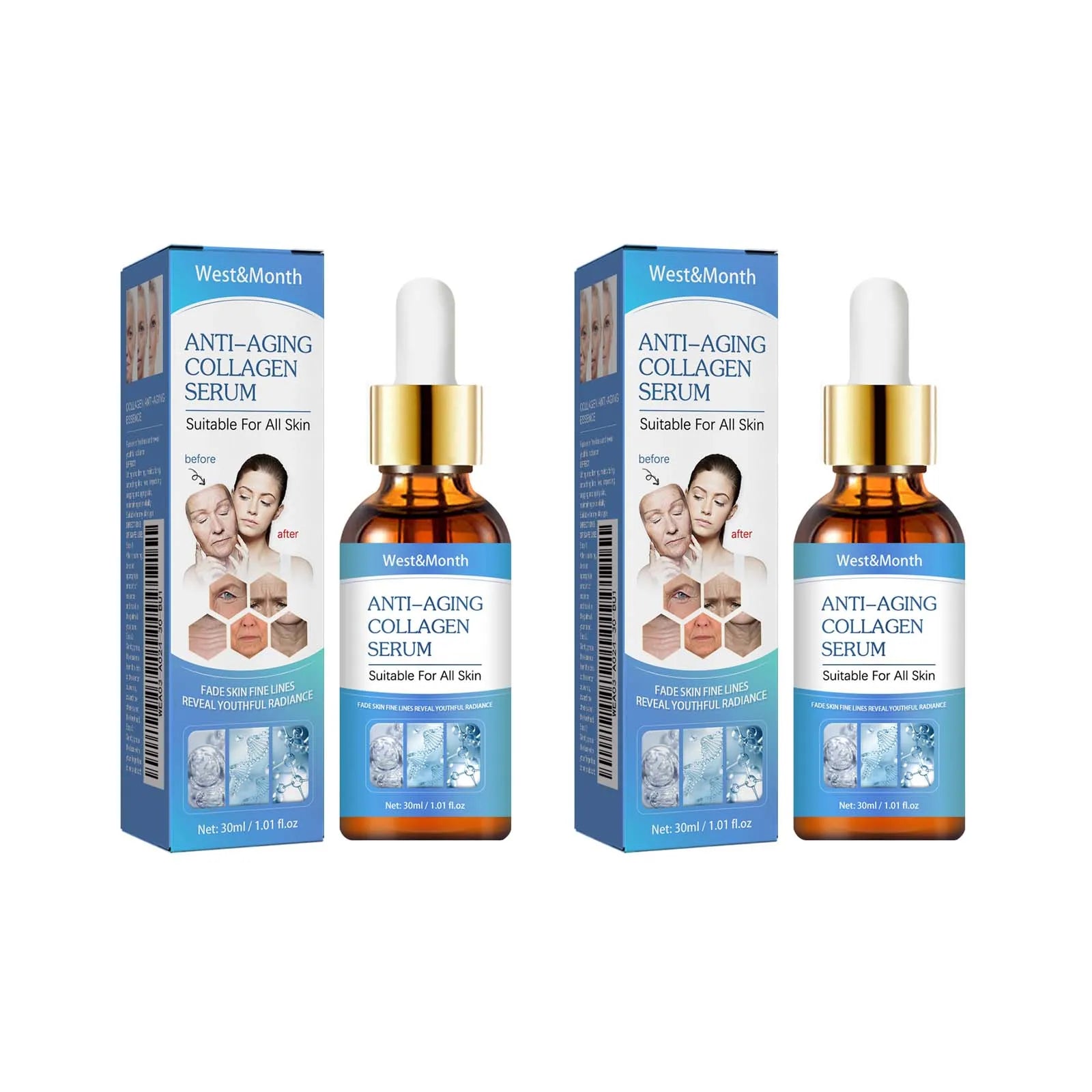 Collagen Face Serum Tighten Lifting Lightening Fine Lines Wrinkle Nourishing Anti-aging Moisturizing Brighten Essence Skin Care Oasis Select 2Pcs