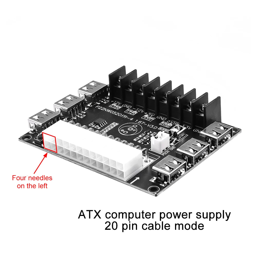 24 Pins ATX Power Supply Breakout Board and Acrylic Case Kit Module Adapter Power Connector Support 12V -12V 5V 5VSB 3.3V Oasis Select
