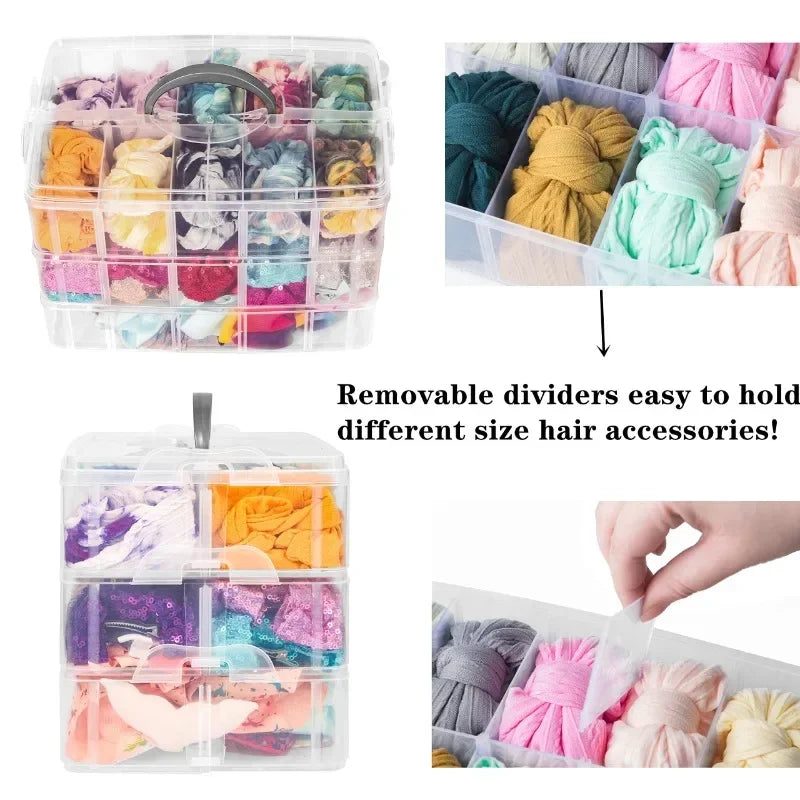 3-layer transparent storage box, stackable storage box, portable craft bead plastic box, jewelry storage box, storage tray Oasis Select