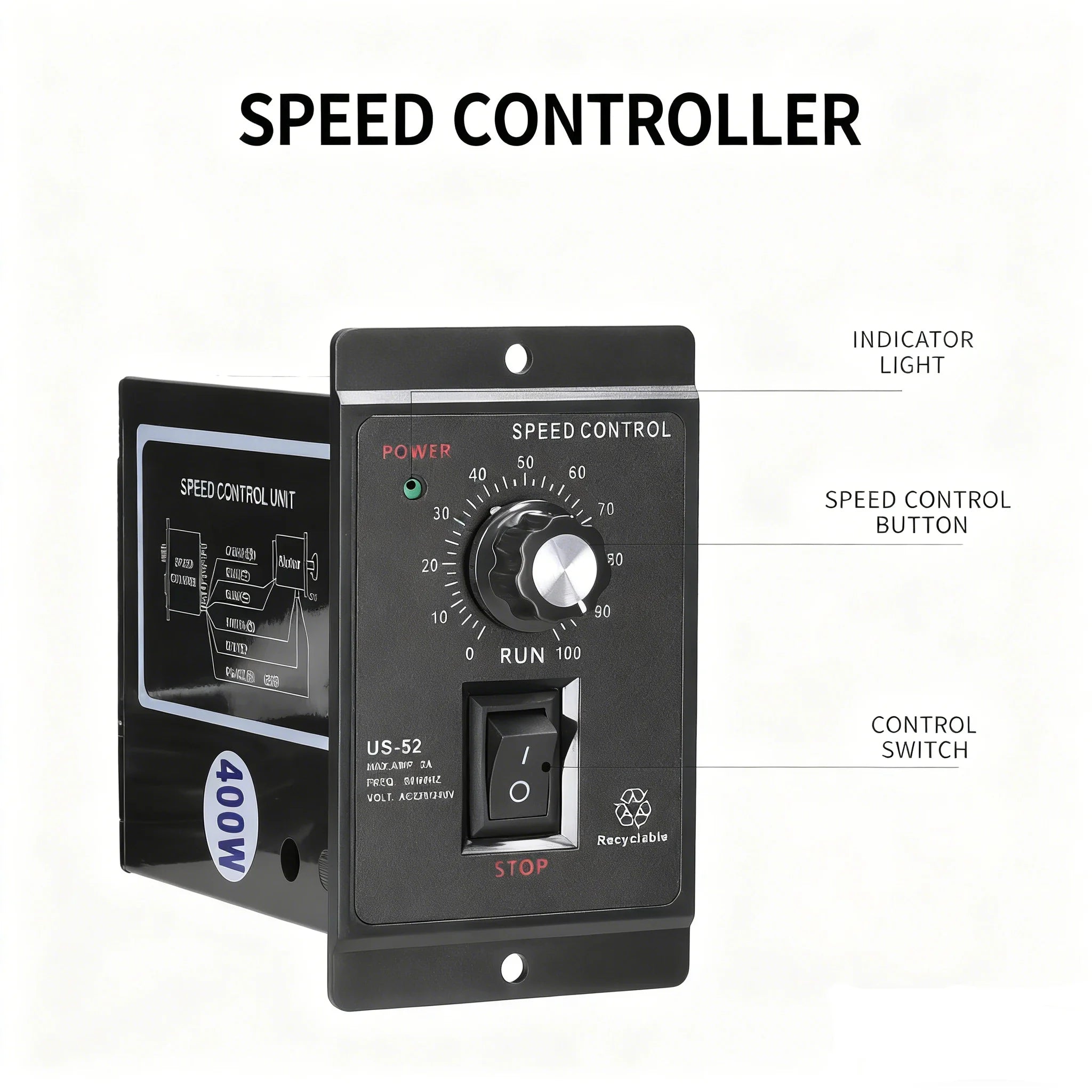 DIV 400W AC220V Multifunctional Motor Speed Controller Speed Regulator with Display Target Value Settable for Motor Control Oasis Select Default Title