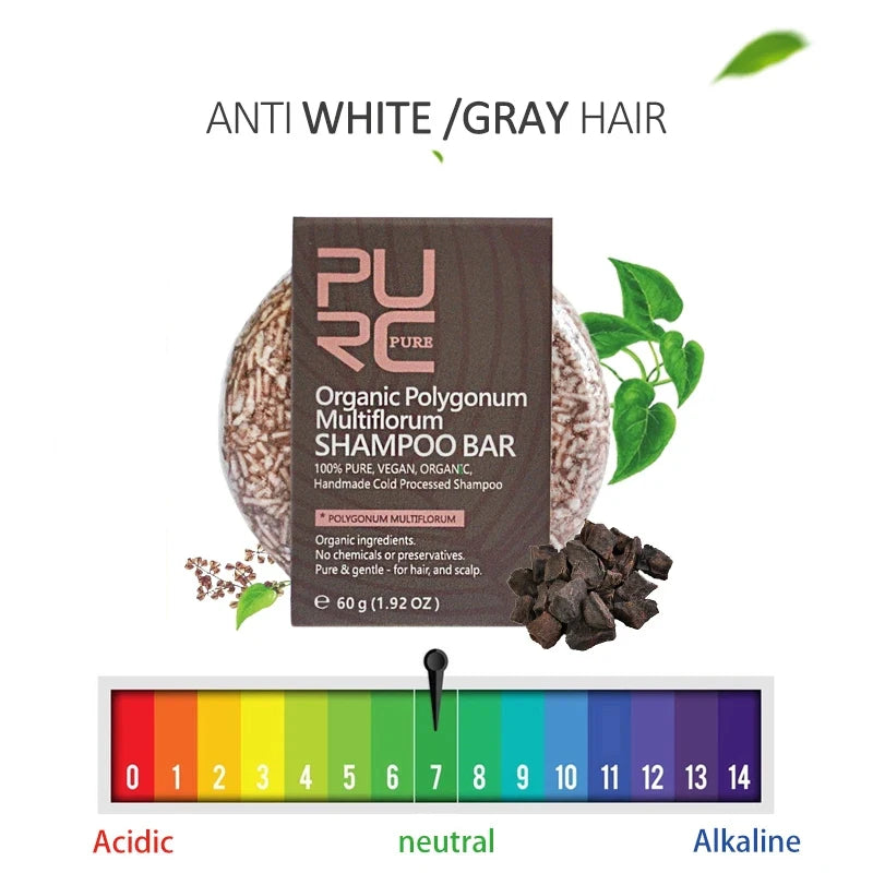 PURC Dye Shampoo Soap for Hair 60G Gray Hair Darkening Anti Dandruff Repair Damage Solid Shampoo Bar Hair Care Oasis Select