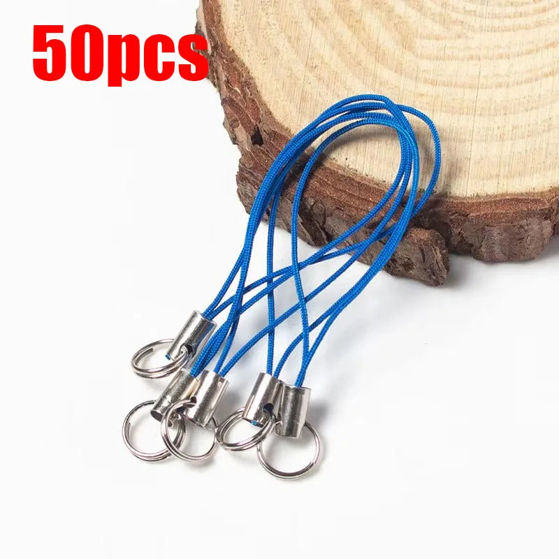 50/100pcs Wire Cord Mobile Phone Craft Pendant Lanyard DIY Handmade Materials Key Ring DIY Toys Pendant Clips Lanyard Accessorie Oasis Select 50pcs Blue