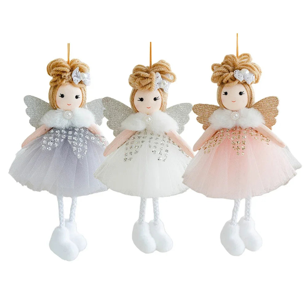 16*9CM Christmas Plush Mesh Angel Doll Pendant Cartoon Cute Wings Girl Doll Christmas Tree Decoration Bedside Hanging Oasis Select