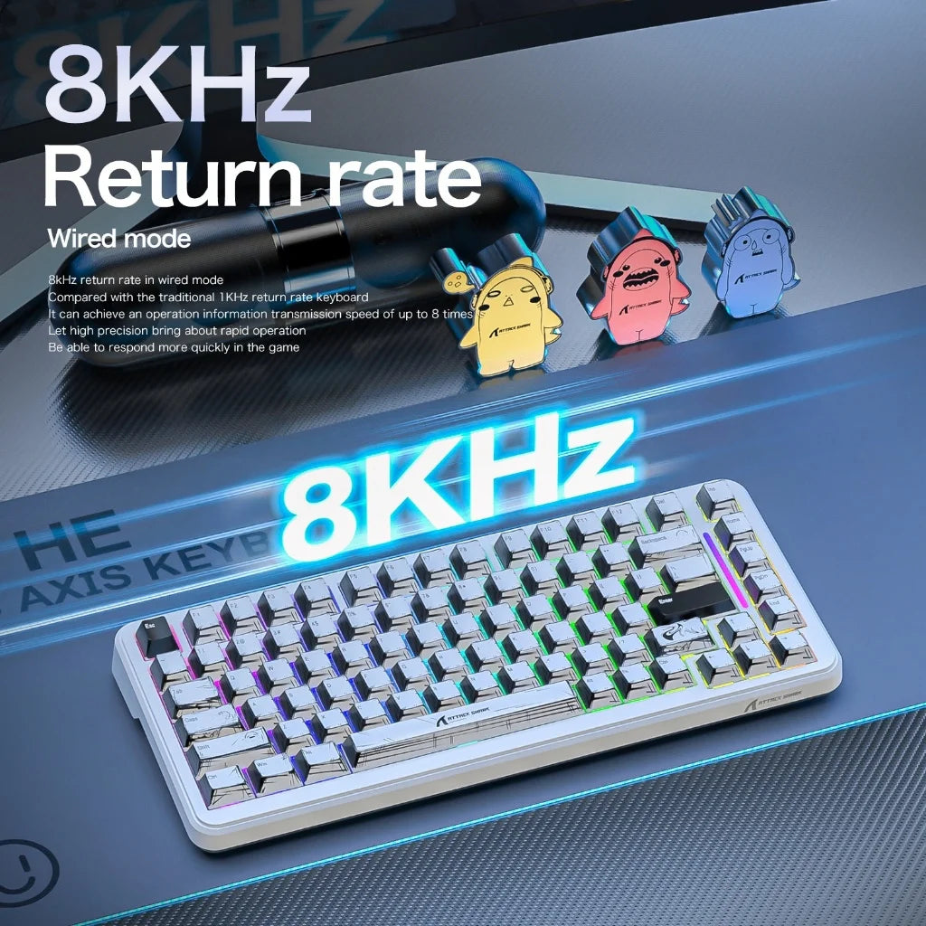 ATTACK SHARK X82Pro HE Wireless Magnetic Axis Gaming Keyboard 8KHz Rate 0.01mm RT Precision 5000mAh Tri Mode RGB 82 Keys PBT Oasis Select