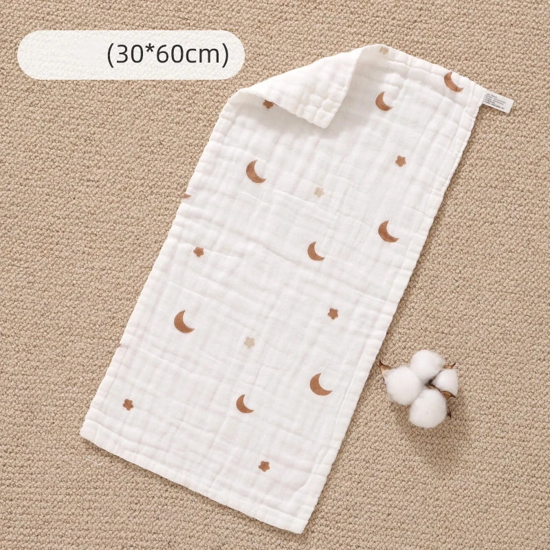 Baby Cotton Muslin Towel Bib Newborn Ultra-Soft Cotton Square Towel Baby-Specific Face Wash Towel Gauze Towel for Children Oasis Select Star Moon-30x60cm