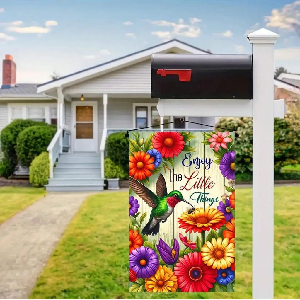 Double-sided garden flag with hummingbird design—for hanging in the yard, home decor, and holiday decorations; no flagpole requi Oasis Select