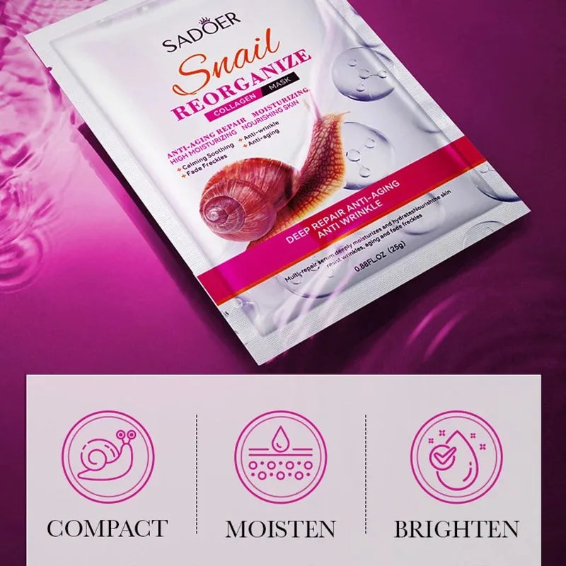 Sadoer Snail Collagen Face Mask Set – Firming & Hydrating 5 Pc Collagen Face Mask Oasis Select