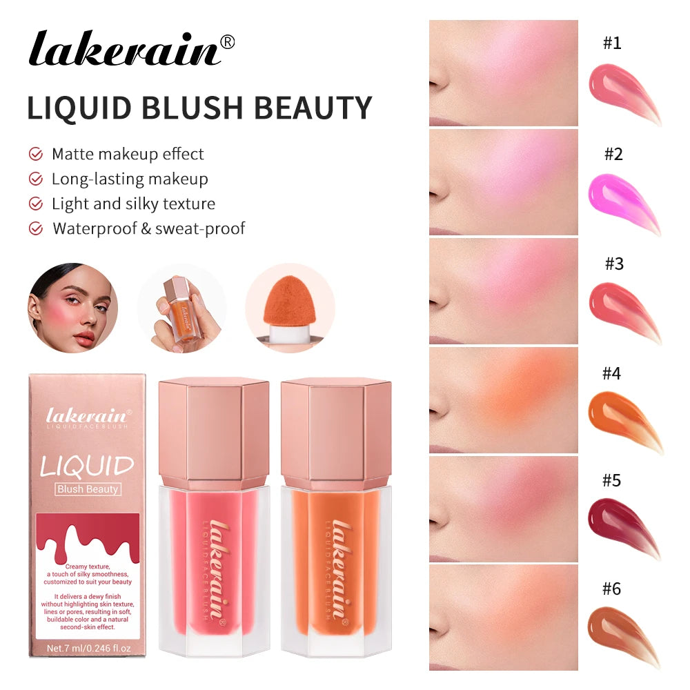 Lakerain Liquid Blush Waterproof & Sweat-proof Creamy Texture Pink Blush Long-lasting Light Natural Matte Velvet Matte Makeup Oasis Select