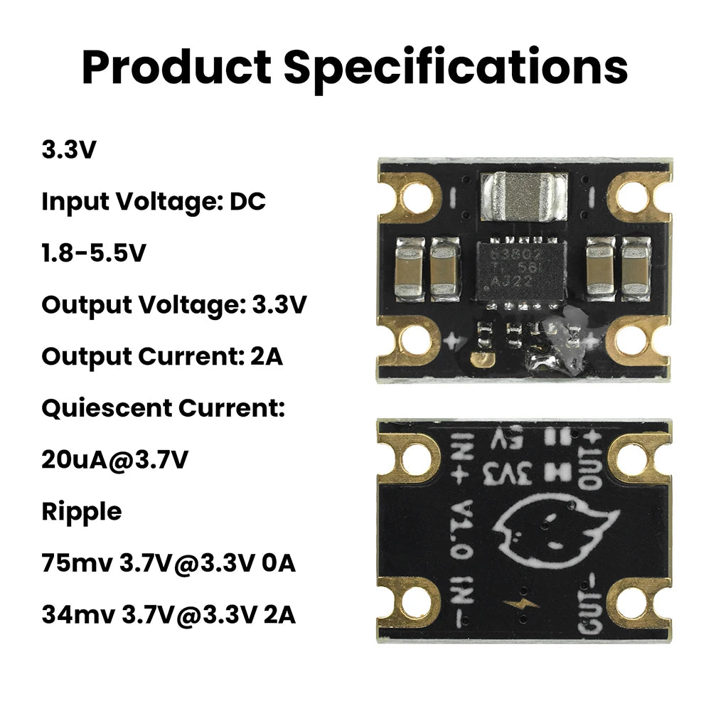 TPS63802 Mini Lithium Battery Buck-Boost Module DC 1.8-5.5V Input 2A/1A 3.3/5V Buck Boost Output Battery Buck Boost Module Oasis Select