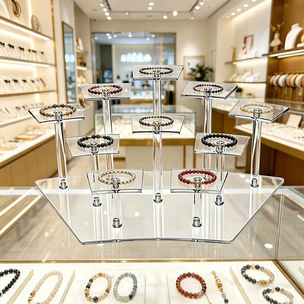 1pc acrylic fan-shaped multi specification bracelet jewelry display rack retail store vertical storage rack household jewelry Oasis Select