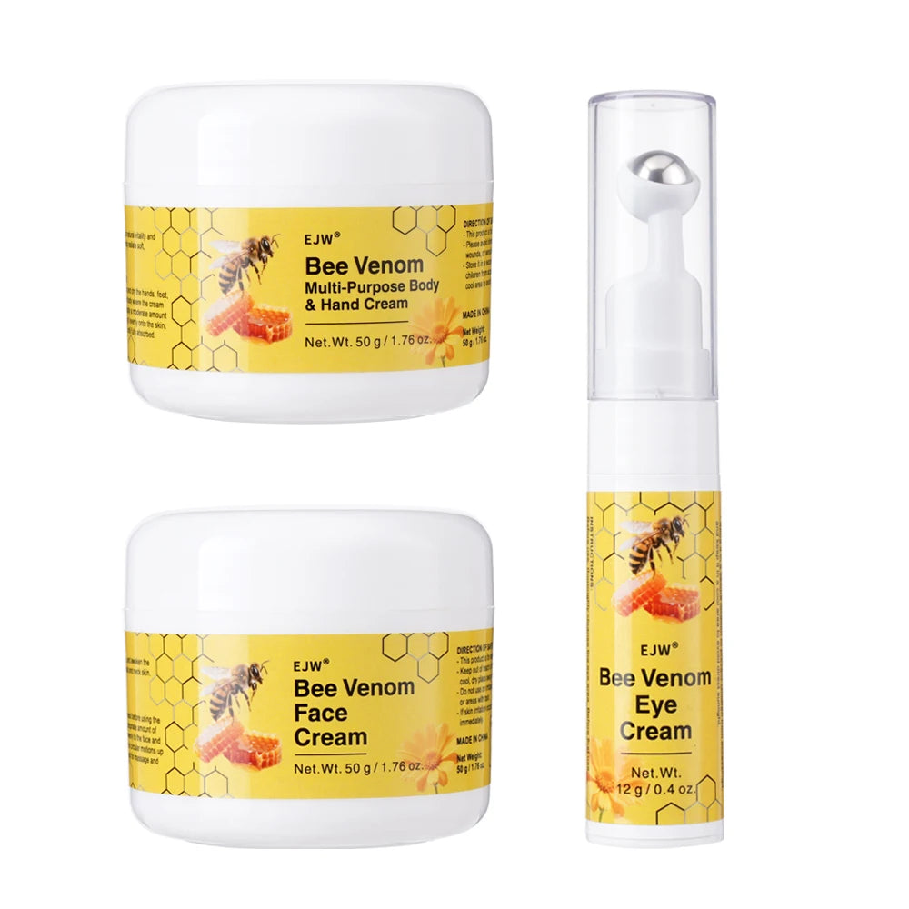 Bee Venom Care Set Bee Venom Facial Lifting Cream Firms and Lifts Loose Skin, Smoothes Skin |Eye Cream for Reduce Eye Puffiness, Oasis Select 3PCS