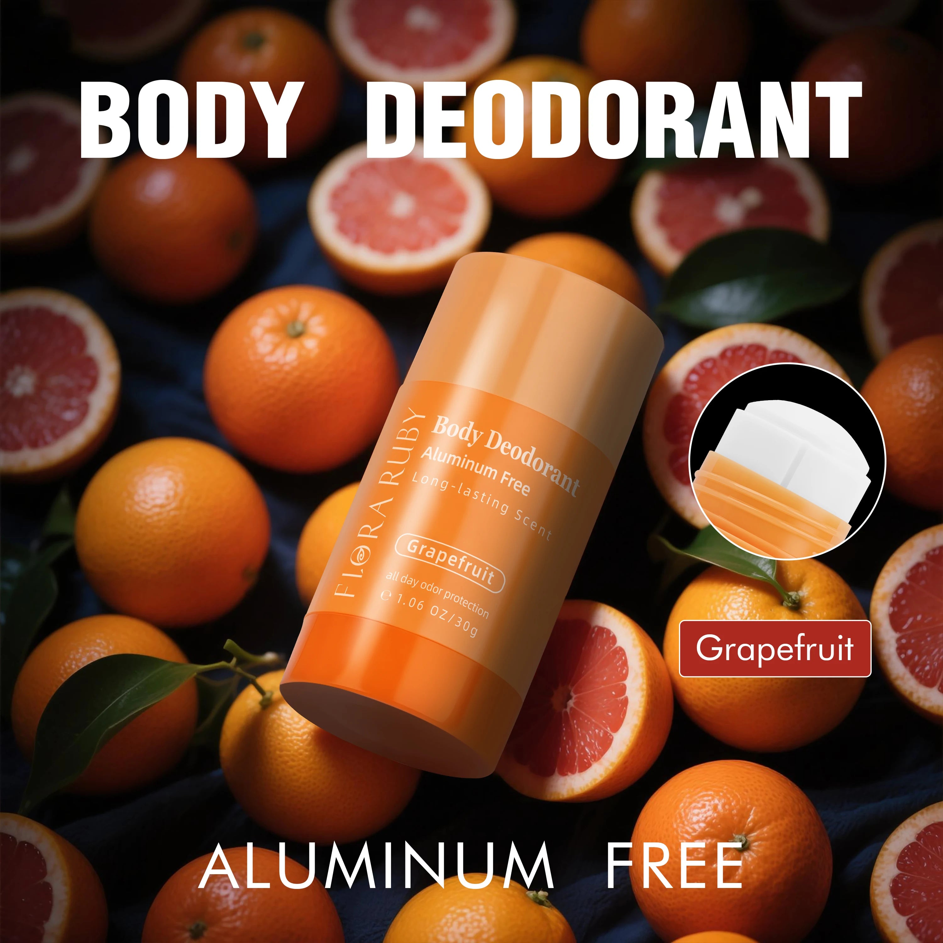 Flora Deodorant Stick aluminum free 30g/1.06oz plant extration long lasting scent super fresh all day ,easy to carry and use Oasis Select Grapefruit