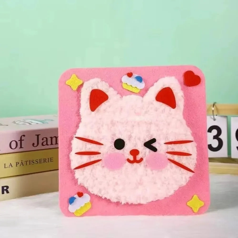 Sewing Needle and Thread Painting DIY Embroidery Set with Sticker DIY Handcraft Kit Educational Children's Hand Puppet Making Oasis Select Cat