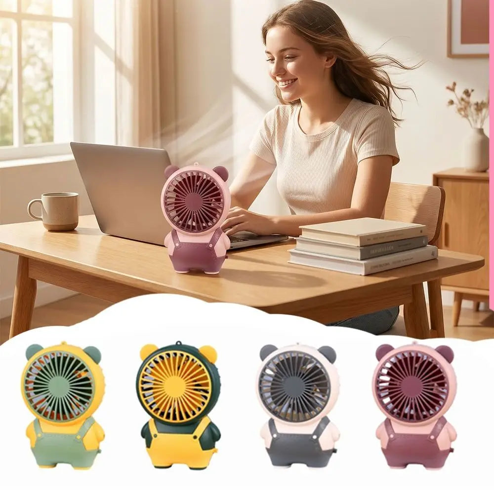 Bear Shape Desktop Mini Fan USB Rechargeable Portable Children's Handheld Fan Lightweight Quiet Operation Small Electric Fan Oasis Select