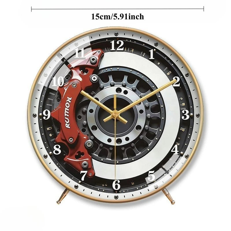 Industrial Style Hub Clock Modified Car Brake Caliper Mute Table Clock for Living Room Desk Clock Oasis Select Gold 15cm
