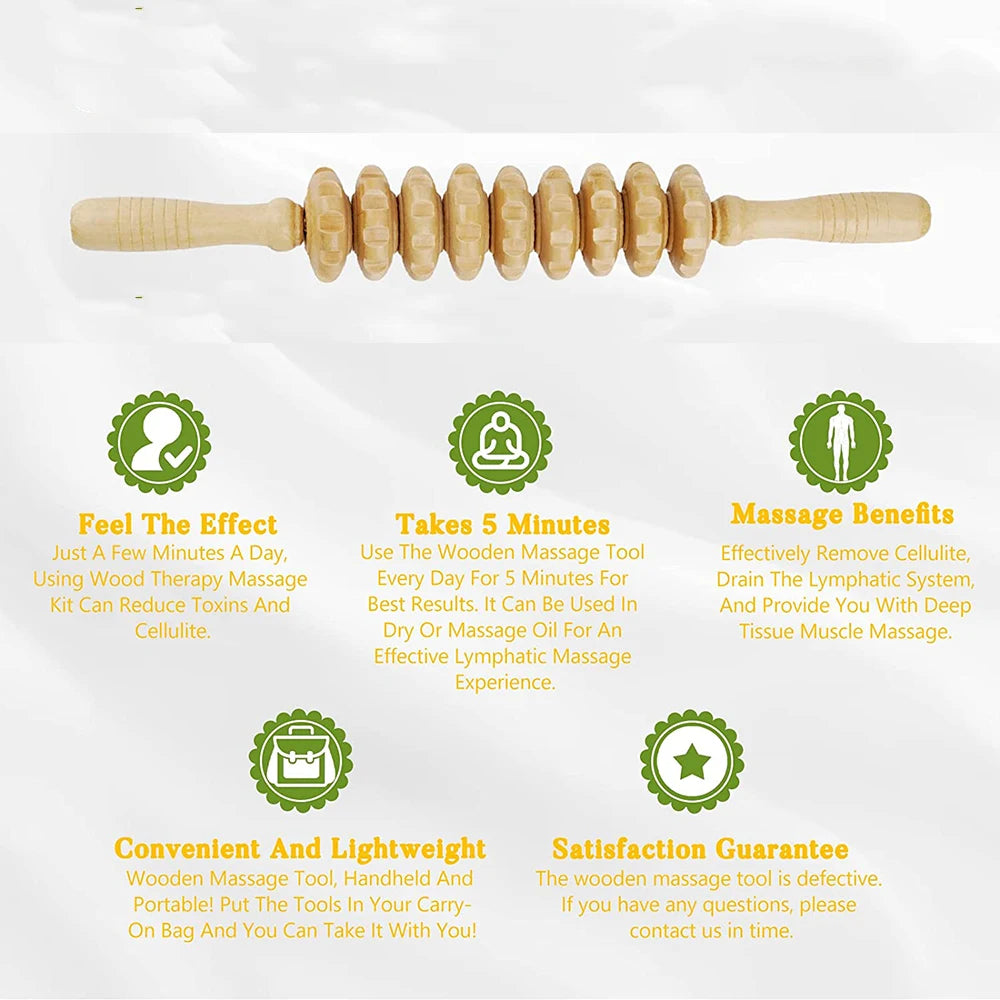 1 PCS Wood Massage Roller Trigger Points Home Gym Manual Wooden Fascia Massage Roller for Release Cellulite Sore Muscle Blasting Oasis Select